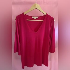 Michael Kors Women's Fuchsia Quarter Sleeve Top
